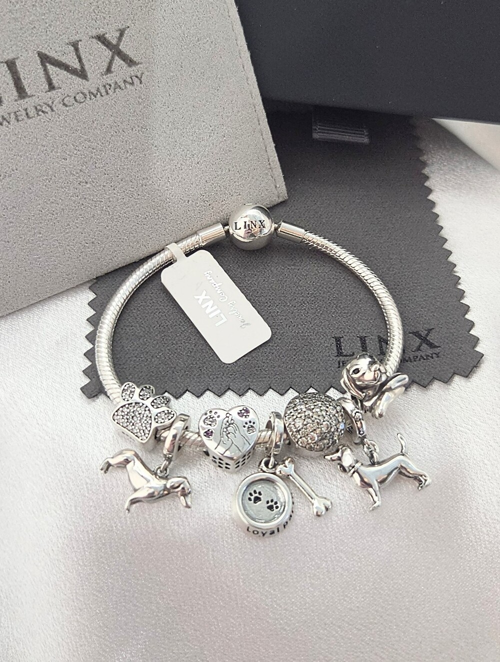 Linx Snake Chain Bracelet with Dachshund Weenie Dog Themed Charms